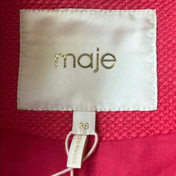 Maje Paris Abitibi Gathered Sleeve Jacket Pink Size FR 38/ US M